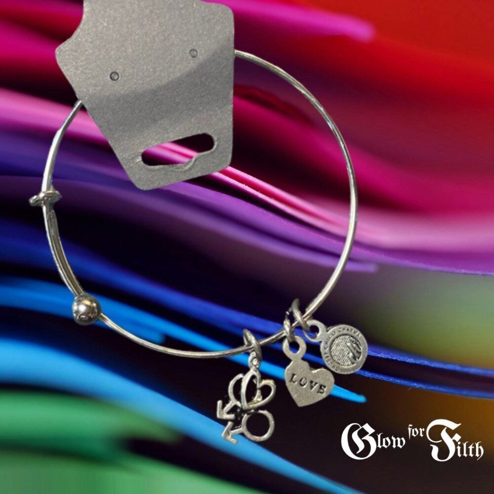 Bear Pride Charm Bracelet – Handmade Pewter LGBTQ+ Bangle